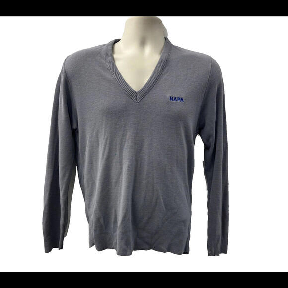 Vintage Napa Auto Parts Employee Sweater V-Neck Embroidered Logo Fit Mens Small - Picture 1 of 10